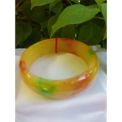 Vòng Đá Cẩm Thạch Bản Hẹ Vàng Anh Đỏ Xanh 62 bóng đẹp  Size vòng 62mm x Cao 19mm x Dầy 8mm  Nam mệnh Kim mệnh Thổ 69kg - 80kg đeo ạ