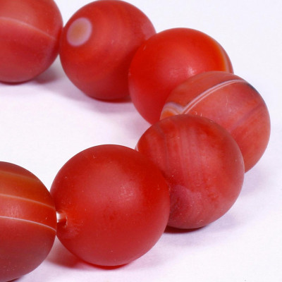 Vòng tay phong thủy đá mã não đỏ nhám mệnh hỏa, thổ - Ngọc Quý Gemstones