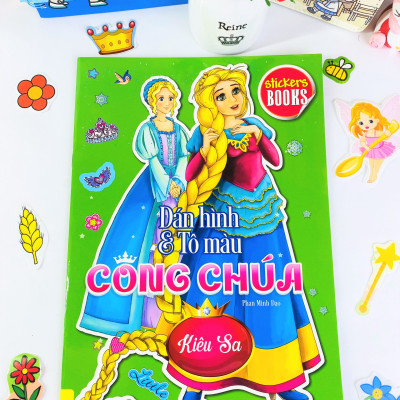 Sách - Combo 6 cuốn Dán hình và tô màu Công Chúa - ndbooks