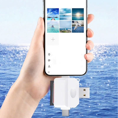 Đầu đọc thẻ nhớ SD, TF đa năng 3in1 Type c, L, USB dùng cho điện thoại, laptop, máy ảnh - Hàng nhập khẩu