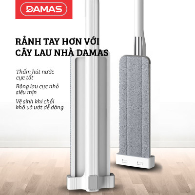 Cây lau nhà tự vắt thông minh , chổi lau nhà xoay 360 độ , có thể tự giặt , vắt khô và tự gấp gọn không cần dùng bàn tay tác động - thiết kế không phải dùng kẹp tường mà vẫn có thể dựng đứng độc lập giúp tiết kiệm không gian - DAMAS Plus M245 