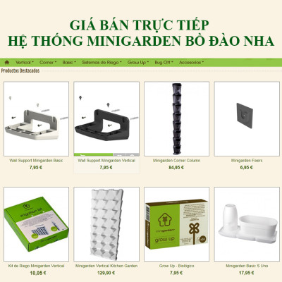 Khung Trồng cây ban công đứng Minigarden Vertical phong cách Châu Âu (1m2 gồm 8 module + 1 khay hứng nước) Kèm hệ thống tưới nhỏ giọt. Với 1 module trồng được 3 hóc cây. Thích hợp cho cả trồng rau sạch đứng