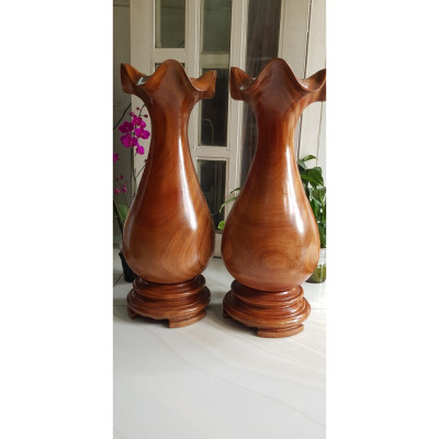 Cặp Lộc Bình Gỗ Gõ Đỏ cao 68cm x đk 25cm vân tự nhiên đẹp Anh Chị trưng phòng khách nhà, công ty, 2 bên bàn thờ Thần Tài , bất kỳ nơi nào trang trí trong nhà thấy đẹp Ý nghĩa Bình An, Phú Quý Tài Lộc ạ