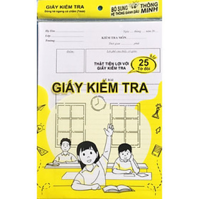 Sách - Combo 5 tập giấy kiểm tra kẻ ngang 25 tờ đôi (vỏ vàng) - ndbooks