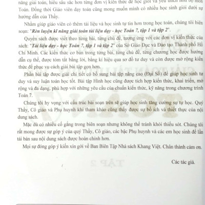 Rèn Luyện Kỹ Năng Giải Toán Tài Liệu Dạy - Học Toán Lớp 7 (Tập 2)