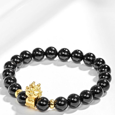 Vòng Tay Đá Thiên Thạch Charm Tuổi Thìn Bạc Mạ Vàng 24K Ngọc Quý Gemstones