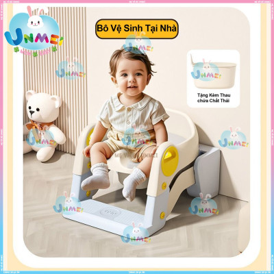 Bệ Lót Thu Nhỏ Bồn Cầu 3in1 Có Cầu thang Gấp Gọn Hỗ Trợ Ngồi Bô trong Phòng cho Bé Nhỏ