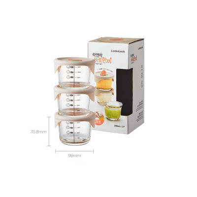 Hộp đựng thức ăn cho bé Lock&Lock có vạch chia 230ml x 3 hộp LLG508S3 - Tặng Kèm Ống Hút Inox Và Cọ Rửa Ống Hút