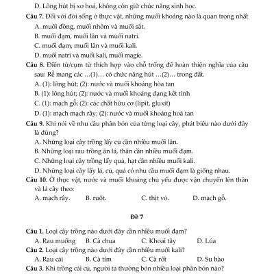 100 Đề Kiểm Tra Sinh Học 6