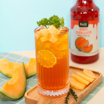 Siro dưa lưới Déli - 1 lít - đậm đặc, chuyên dùng pha chế trà trái cây, soda