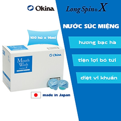 Nước súc miệng bỏ túi OKINA dòng LONG SPIN X Nhật Bản hương Bạc Hà – Hộp 100 hũ x 14ml