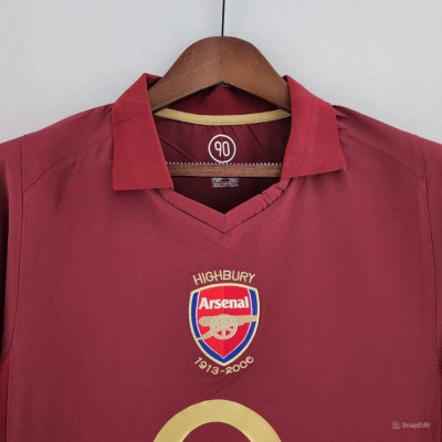 Áo Bóng Đá Retro Arsenal 2005 Dài Tay - Sân Khách bản cao cấp vải Cotton Polyester