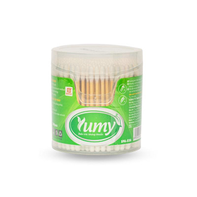 Tăm Bông Vệ Sinh YUMY Thân Trúc Hộp Vát Size L – Combo 12 Hộp x 200 Que (TB01-526), Mềm Mịn, Không Rụng Sợi