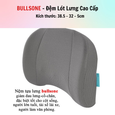 Đệm Lưng Cao Cấp Bullsone - Xám - Hàng chính hãng