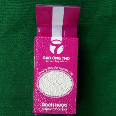 Gạo Nếp Bạch Ngọc Túi 1Kg - Gạo Ông Thọ - Hạt tròn đều, cơm dẻo mềm