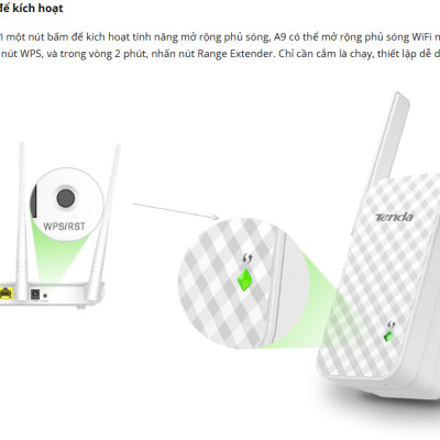 Bộ kích sóng Wifi Tenda A9 Wireless N300Mbps - Hàng chính hãng
