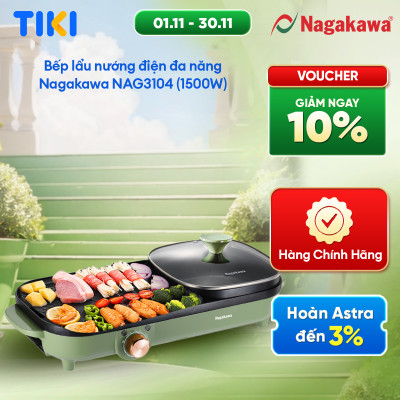 Bếp lẩu nướng điện đa năng Nagakawa NAG3104 (1500W) - Hàng chính hãng