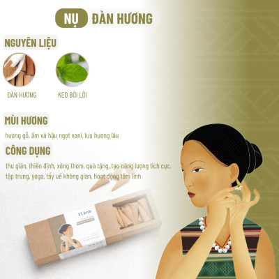 Nụ Thủ Công Đàn Hương 3 Lành Hộp 20 Nụ 100 % Tự Nhiên Tặng Kèm Đế Chăm, Không Hóa Chất, Xông Thơm