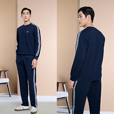 LAROMA Bộ Quần Áo Nỉ Thu Đông Cổ Chui Quần Suôn Cho Nam | Sọc Đôi - Giữ Ấm - Vải Thơm - Kháng Khuẩn - Mềm Mại - Co Dãn