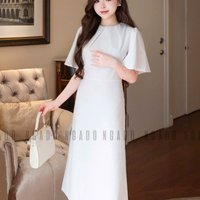 Đầm trắng cổ xếp NGADO