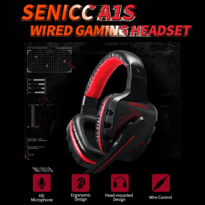 Tai nghe chơi game có dây SENICC A1S gắn trên đầu với trình điều khiển micrô giảm tiếng ồn đa hướng 40mm