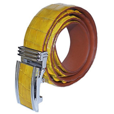 HC4808 - Dây nịt nam da cá sấu Huy Hoàng gai đuôi 4P màu vàng nghệ