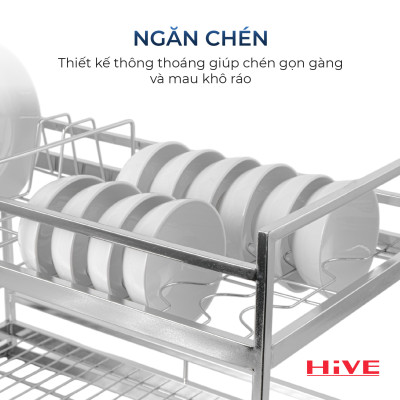 Kệ (giá) để chén bát HiVE New 2 tầng inox 304