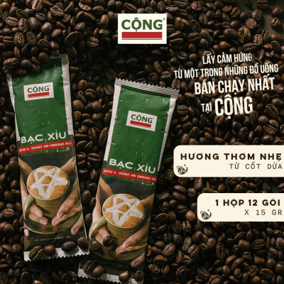 Cà phê bạc xỉu hoà tan C+ và Ca men cải tiến màu xanh 360ml Cộng Cà Phê