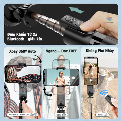 Gimbal chống rung CYKE Q09 tích hợp chế độ xoay quay 360º, có bluetooth chụp selfie, tripod chụp hình siêu tiện lợi, hàng chính hãng