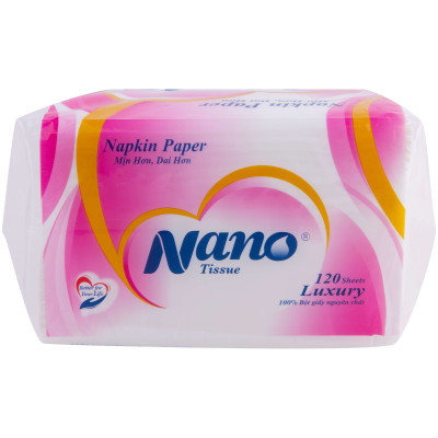 [Mua 10 tặng 1] Khăn giấy rút lụa Nano Napkin 120 tờ, Giấy ăn khô vuông siêu dai cao cấp mềm dai an toàn - Nano Tissue