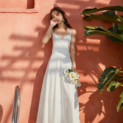 Đầm maxi lụa trắng siêu sang, dáng xòe dài thướt tha, váy maxi 2 dây, lưng trần đan nơ quyến rũ, chất lụa mềm | MX050