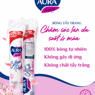 Combo 5 bông tẩy trang Aura Beauty 150 miếng