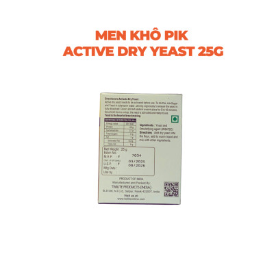Men khô PIK ACTIVE DRY YEAST 25G làm bánh bao, bánh mì, bánh trung thu, một số loại bánh nướng...