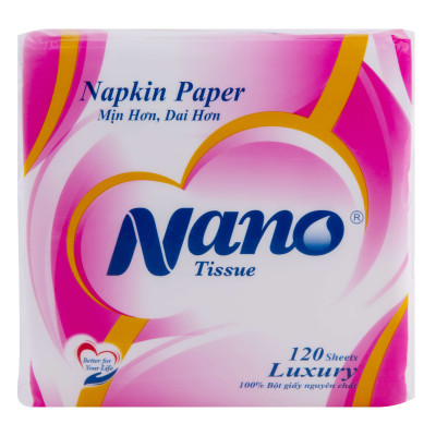 [Mua 10 tặng 1] Khăn giấy rút lụa Nano Napkin 120 tờ, Giấy ăn khô vuông siêu dai cao cấp mềm dai an toàn - Nano Tissue