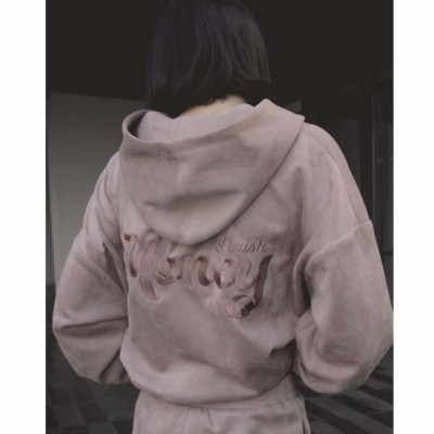 Áo Hoodie Chất da lộn cao cấp Màu Hồng khói