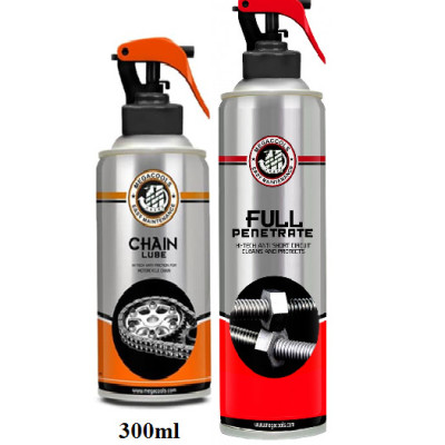 Combo chai vệ sinh sên Megacools 500ml và xịt bảo dưỡng sên Megacools 300ml tặng bàn chải 3D cao cấp