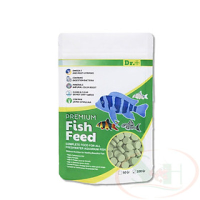 Thức ăn cá Dr+ Premium Spirulina Tablets viên dán tảo bể cá tép thủy sinh