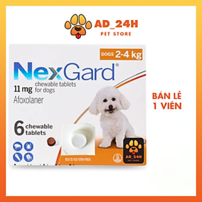 1Vien NEXGARD sạch ve rận, ghẻ, viêm da Chó