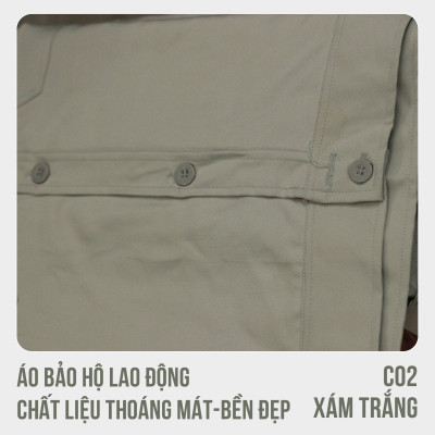 Áo bảo hộ lao động, chất liệu thoáng mát, bền đẹp - Mã C02 ( Xám Trắng)