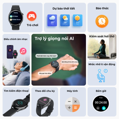 Đồng hồ thông minh SoundPEATS Watch 4 - hỗ trợ nghe gọi - 109 chế độ thể thao - đo nhịp tim, oxy - hàng chính hãng