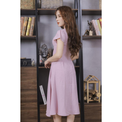 Váy Nữ Vải Xước Màu Tím Cao Cấp 23V045 Pi Style