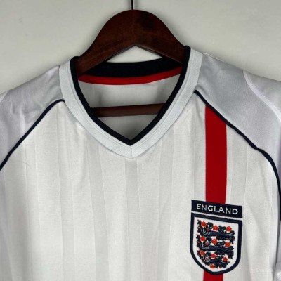 Áo Bóng Đá Retro Tuyển Anh 2002 Dài Tay - Sân Nhà In Tên Beckham Số 7 bản cao cấp vải Cotton Polyester