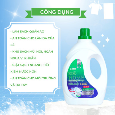 Sữa giặt gold công nghệ sinh học ECOHOME Kim Ngân Store mùi thơm ngọt mát, 2 trong 1 vừa giặt vừa xả 3.5kg