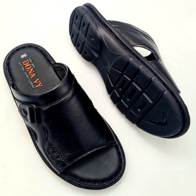 DÉP QUAI NGANG NAM DA BÒ TỰ NHIÊN DONAVY CAO CẤP 3 Ô VUÔNG CÓ KHUY CHỐNG RỈ SÉT, ĐẾ SIÊU NHẸ DONAVY3V