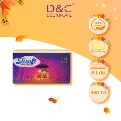 Giấy ăn Slisoft Vàng tự nhiên đa năng,khăn giấy rút thân thiện môi trường không chất tẩy trắng an toàn cho cả gia đình