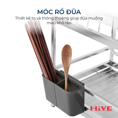 Kệ (giá) để chén bát HiVE New 2 tầng inox 304