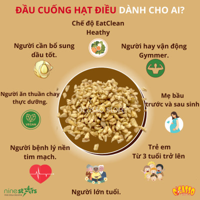 Đầu cuống hạt điều rang mộc O