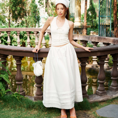 DOTTIE - Áo đính nơ hở lưng - Trắng kem - T1091