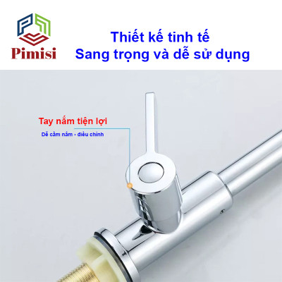 Vòi Rửa Chén Lạnh 1 Đường Nước INOX 304 Pimisi Cao Cấp Mạ Xi Cr/Ni Sáng Bóng Cổ Xoay Bi Cấp Nước Cho Chậu Rửa Bát 1-2-3 Hố Trong Nhà Bếp Gắn Chậu Âm - Dương Bàn Đá Quay 360 Tăng Áp Kiểu Đơn Cổ Ngỗng Cần Cứng - Thân - Để To | Hàng chính hãng