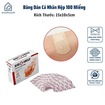 Băng Dán Cá Nhân Hộp 100 Miếng – Băng Gâu Dán Vết Thương Nhiều Kích Cỡ, Bảo Vệ Hiệu Quả - HÀNG CHÍNH HÃNG MINIIN
